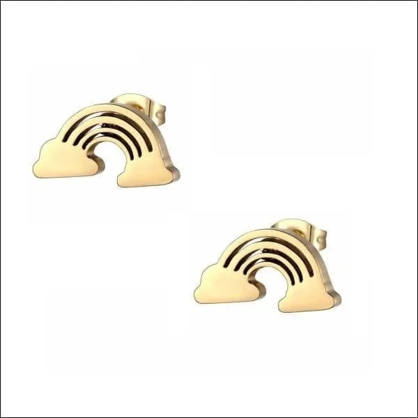 RVS Regenboog Oorbellen 8mm - Kleurrijke Rainbow Studs - Goudkleur -