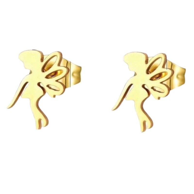 Goudkleurige Elfjesoorbellen RVS 9x6mm -