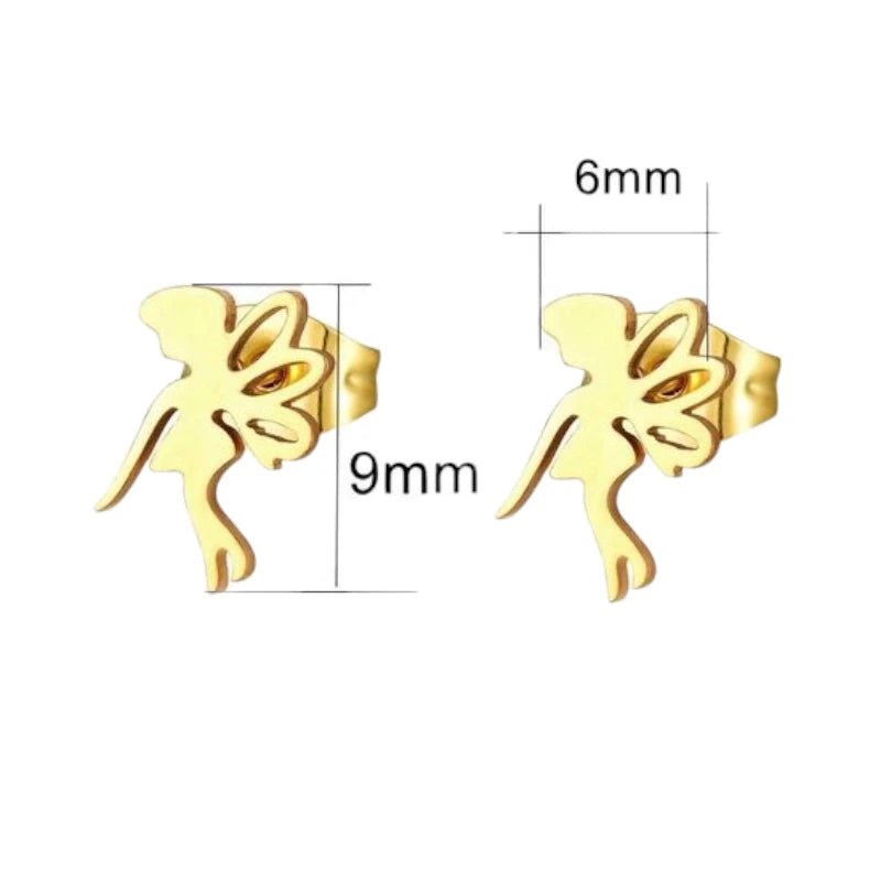 Goudkleurige Elfjesoorbellen RVS 9x6mm -