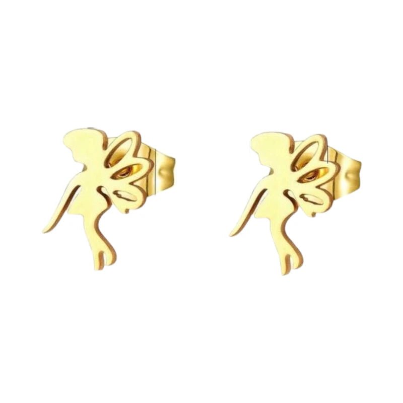 Goudkleurige Elfjesoorbellen RVS 9x6mm -