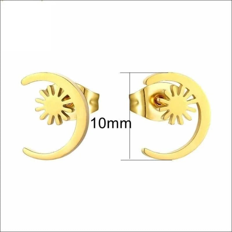 RVS Maan Oorbellen Diverse Kleuren 8-10mm - Trendy Moon Studs - Open -Goudkleur-10mm -