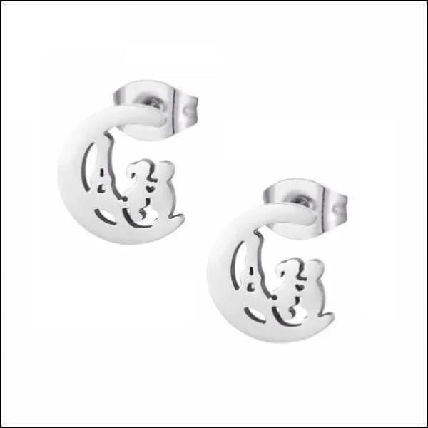 RVS Maan Oorbellen Diverse Kleuren 8-10mm - Trendy Moon Studs - Open -Goudkleur-10mm -