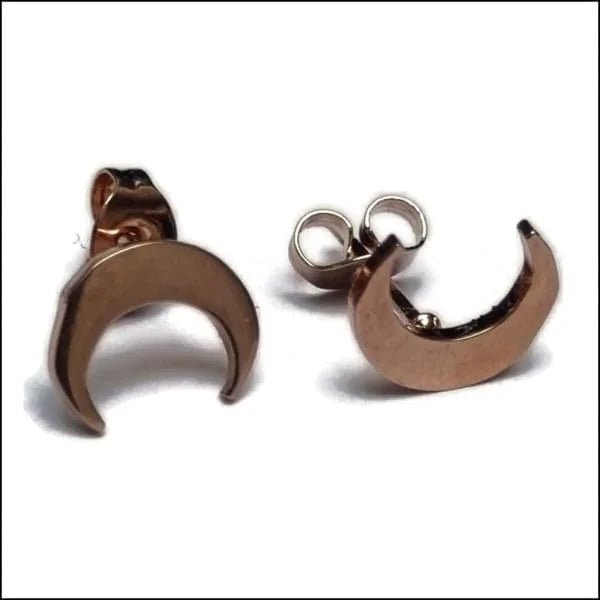 RVS Maan Oorbellen Diverse Kleuren 8-10mm - Trendy Moon Studs - Ros&Atilde;&copy;kleur-10mm -