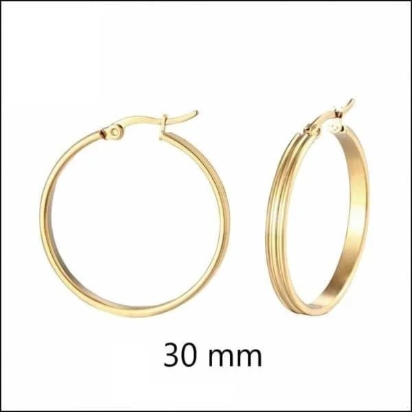 RVS Creolen Goudkleur 30mm - Grote Hoepel Oorbellen Dames - Tsechie-30x2,5mm -