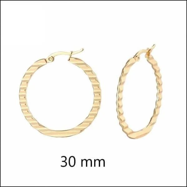 RVS Creolen Goudkleur 30mm - Grote Hoepel Oorbellen Dames - Italie-30x2,5mm -
