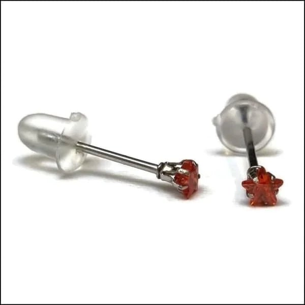 RVS Zweerknopjes Ster met Zirkonia  - Sterretjes Oorstekers - Zilverkleurig / Olijf Groen / 3mm -