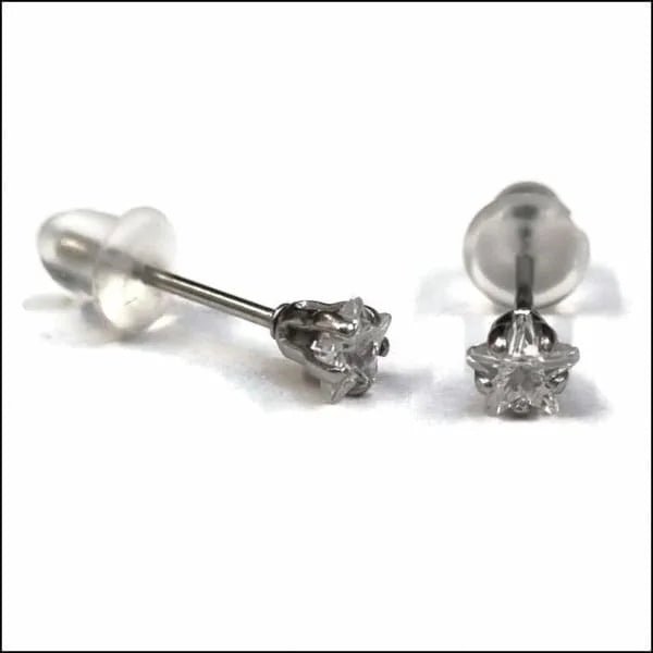 RVS Zweerknopjes Ster met Zirkonia  - Sterretjes Oorstekers - Zilverkleurig / Transparant / 4mm -