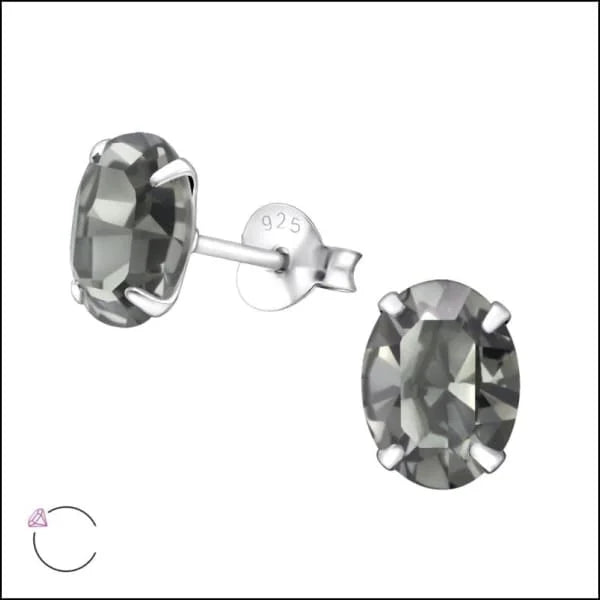 Zilveren Kristallen Oorbellen ovaal - 8x6mm / Transparant -