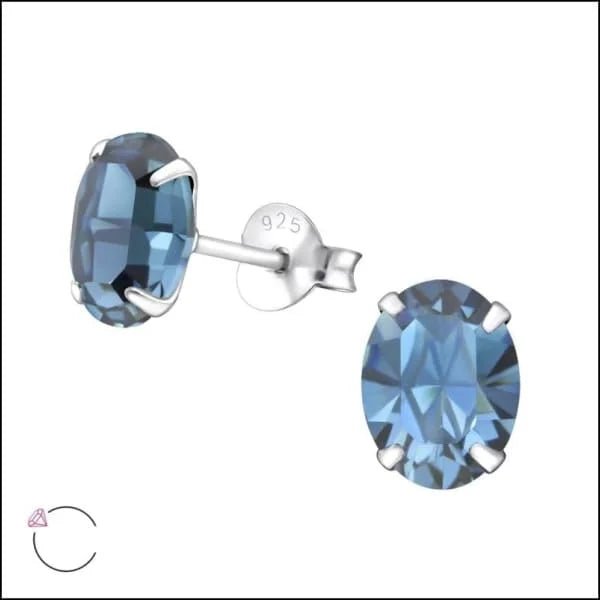 Zilveren Kristallen Oorbellen ovaal - 5x4mm / Transparant -