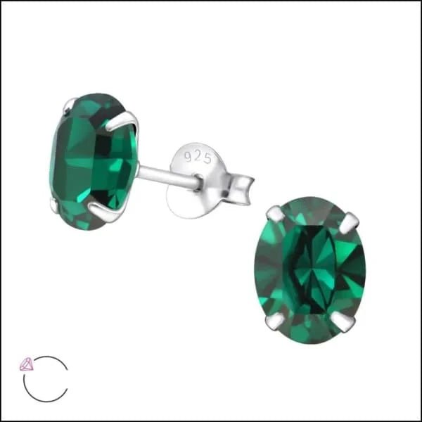 Zilveren Kristallen Oorbellen ovaal - 6x4mm / Roze -