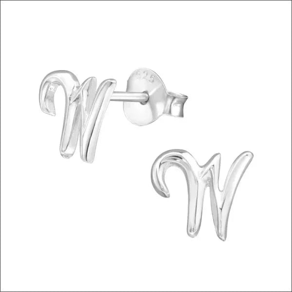 Stijlvolle Zilveren Initiaal Oorbellen - W-7mm -
