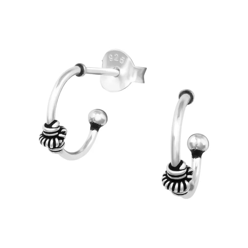 Geoxideerde Bali Oorbellen - Halve hoepel-10mm -
