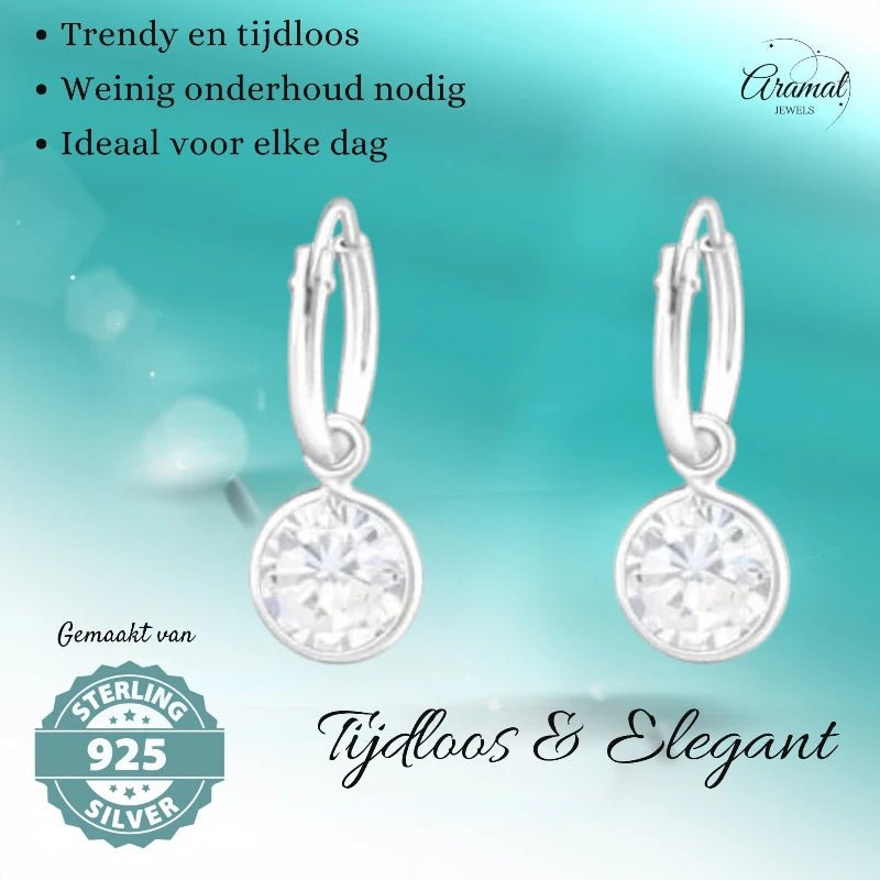 Zilveren Mini Oorringetjes meisje met Zirkonia Bedel -
