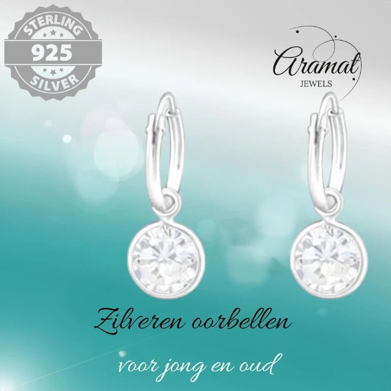 Zilveren Mini Oorringetjes meisje met Zirkonia Bedel -