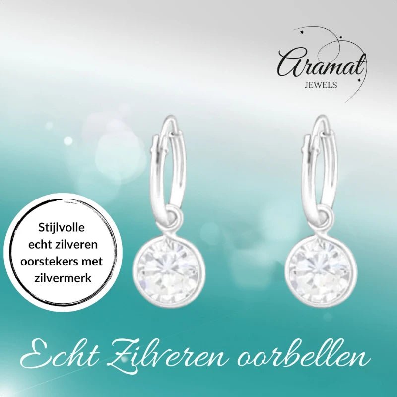 Zilveren Mini Oorringetjes meisje met Zirkonia Bedel -