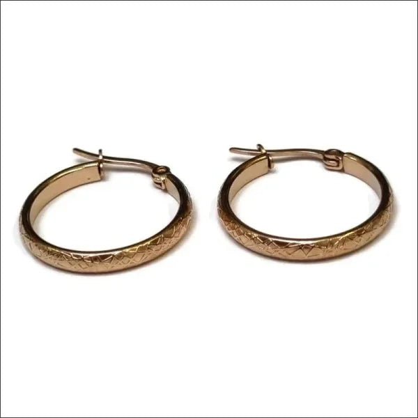 Ros&Atilde;&copy;kleurige Stalen creolen - Streepjes-25x3mm -