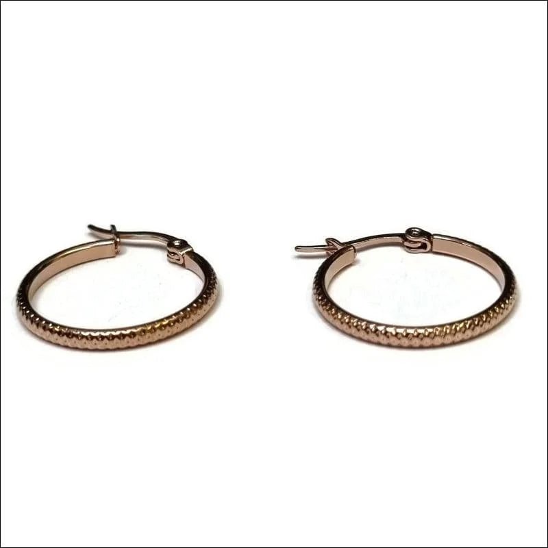 Ros&Atilde;&copy;kleurige Stalen creolen - Streepjes-25x3mm -
