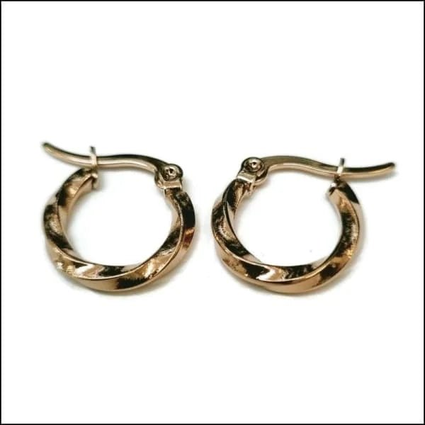 RVS Gedraaide Oorringen - Dames hoops - Goudkleurig / 15mm -