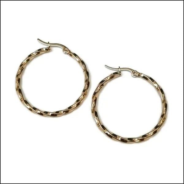 RVS Gedraaide Oorringen - Dames hoops - Zilverkleurig / 30mm -