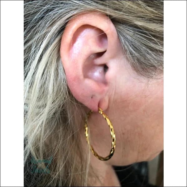 RVS Gedraaide Oorringen - Dames hoops - Zilverkleurig / 30mm -