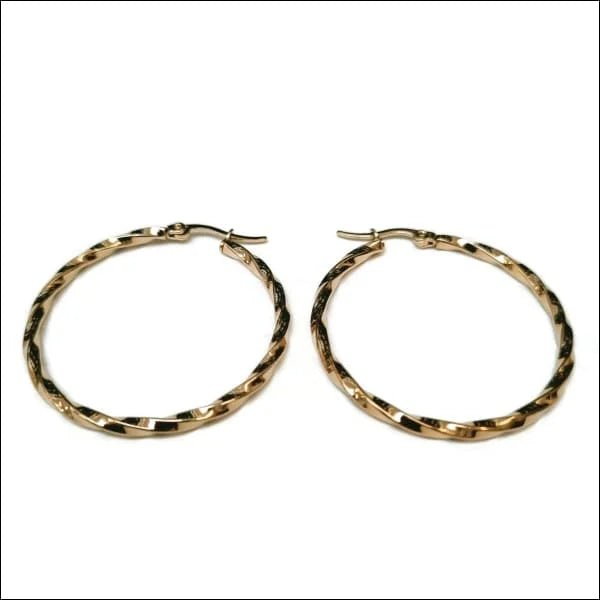 RVS Gedraaide Oorringen - Dames hoops - Goudkleurig / 40mm -
