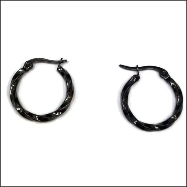 RVS Gedraaide Oorringen - Dames hoops - Zwart / 20mm -