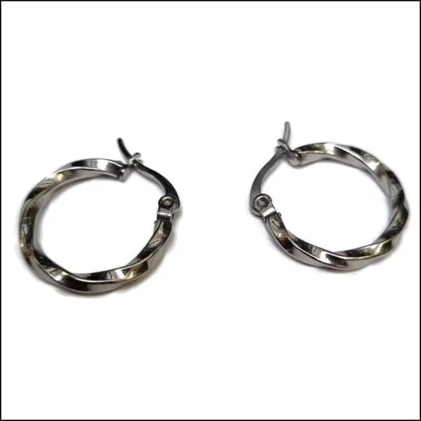 RVS Gedraaide Oorringen - Dames hoops - Zwart / 20mm -