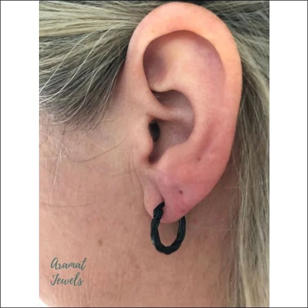 RVS Gedraaide Oorringen - Dames hoops - Zwart / 20mm -