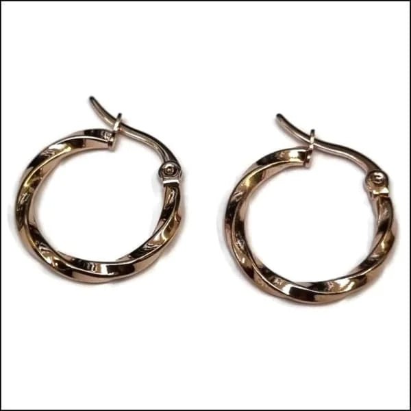 RVS Gedraaide Oorringen - Dames hoops - Ros&Atilde;&copy;kleurig / 20mm -