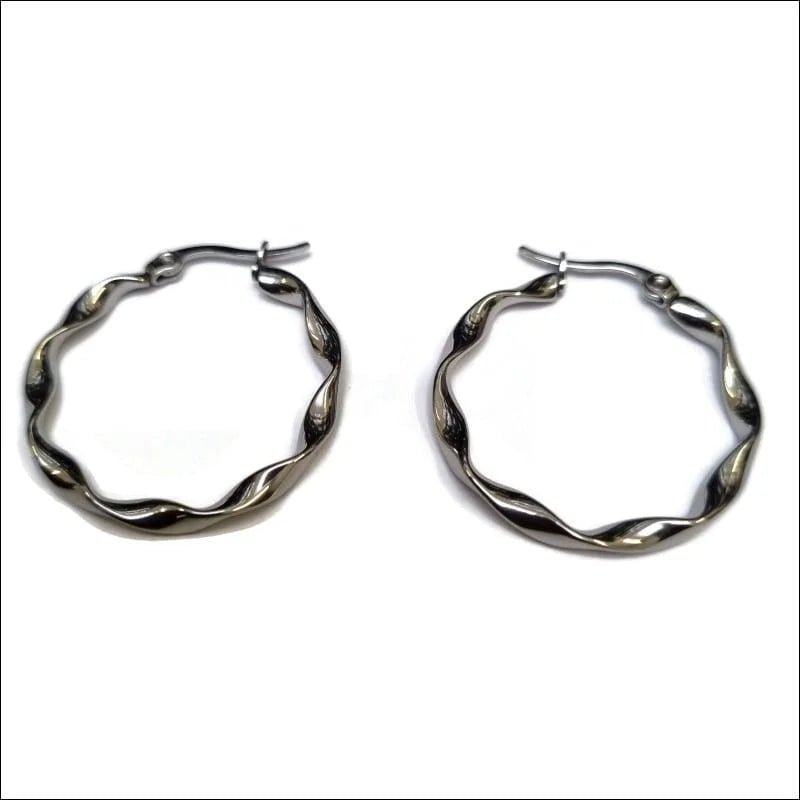 Stijlvolle Stalen Oorringen 30mm gedraaid - Streep-30x3mm -