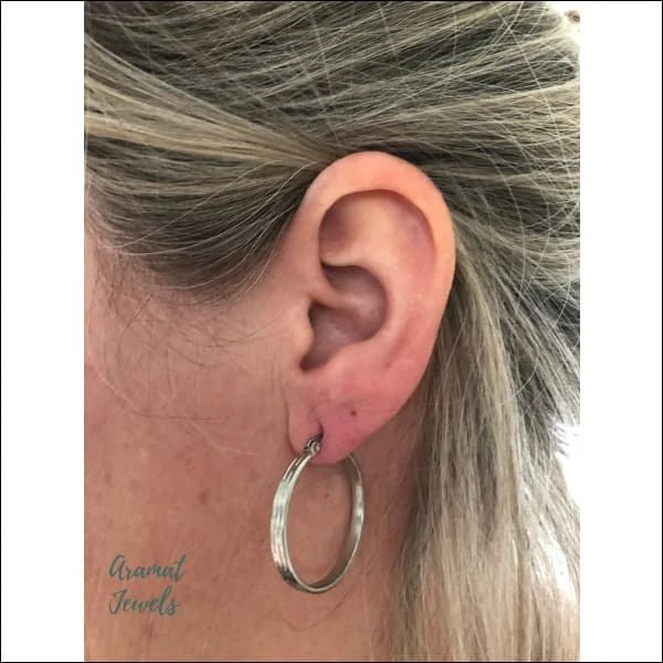 Stijlvolle Stalen Oorringen 30mm gedraaid - Streep-30x3mm -