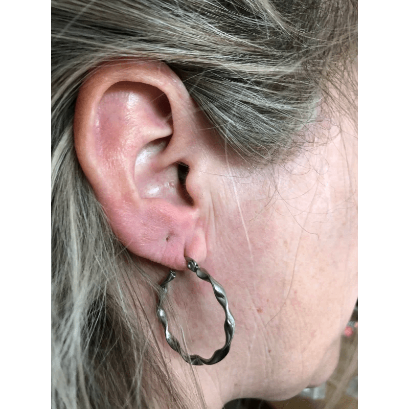 Stijlvolle Stalen Oorringen 30mm gedraaid - Streep-30x3mm -