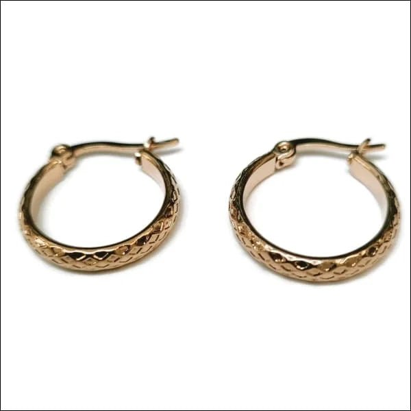 Stijlvolle Stalen Oorringen met ruitpatroon - Goudkleurig / 30mm -