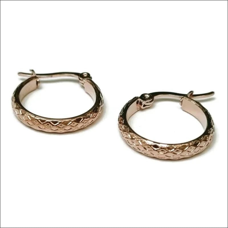 Stijlvolle Stalen Oorringen met ruitpatroon - Goudkleurig / 20mm -
