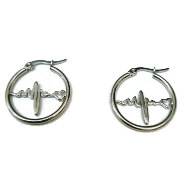 Prachtige Stalen Oorringen met motief - Hartslag-25x2mm -