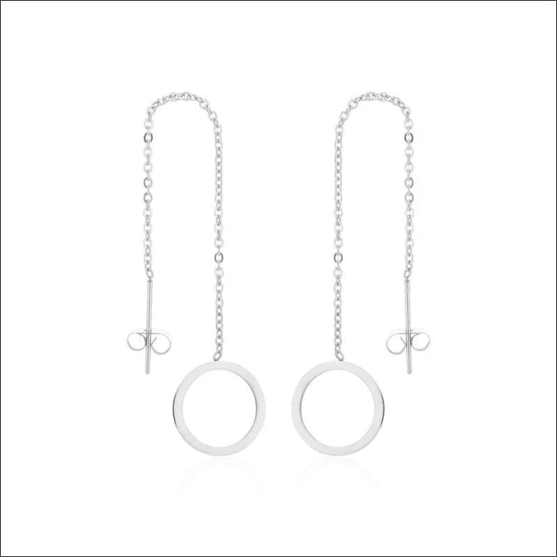Elegante Cirkel Oorbellen van Roestvrij Staal - Zilverkleurig -