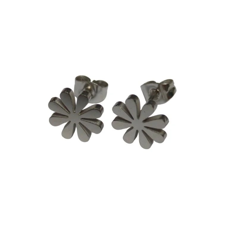 Stalen Oorbellen Bloem - Perfect Cadeau! - Zilverkleur-10mm -