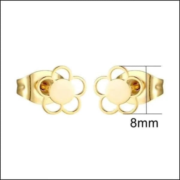 Stalen Oorbellen Bloem - Perfect Cadeau! - Madelief-Goudkleur-8mm -