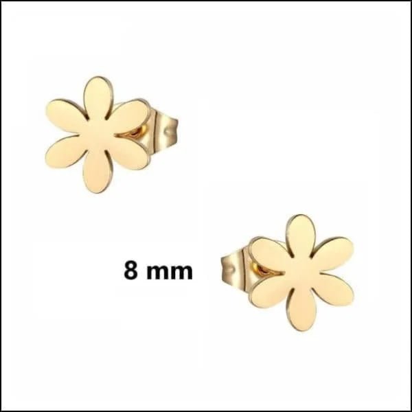 Stalen Oorbellen Bloem - Perfect Cadeau! - Bloem-Goudkleurig-8mm -