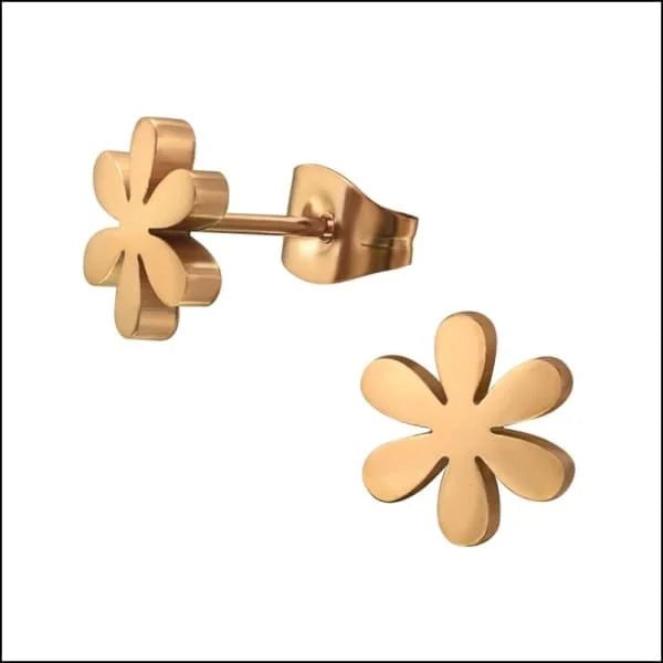 Stalen Oorbellen Bloem - Perfect Cadeau! - Bloem-Ros&Atilde;&copy;kleurig-8mm -