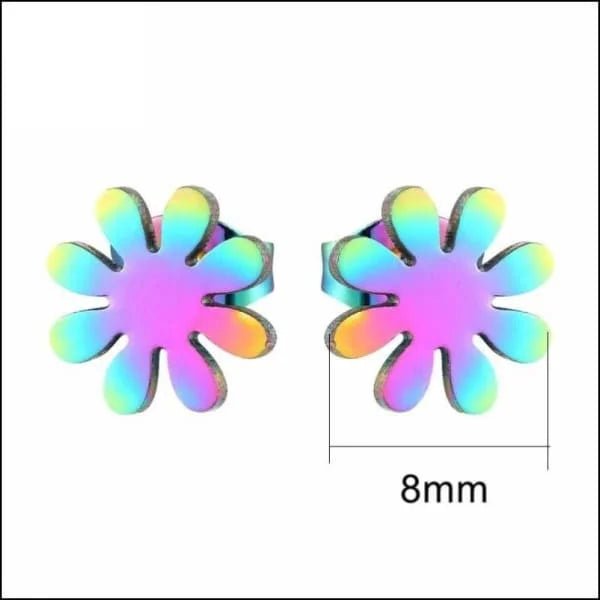 Stalen Oorbellen Bloem - Perfect Cadeau! - Bloem-Multikleur-8mm -