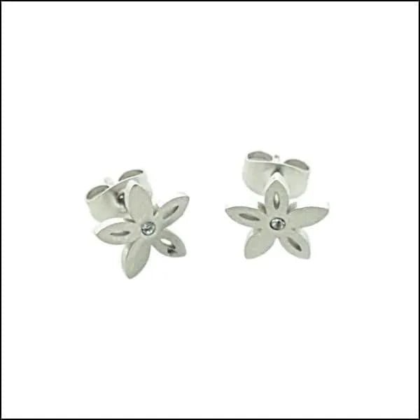Stalen Oorbellen Bloem - Perfect Cadeau! - Bloem-Zilverkleur-zirkonia-9mm -