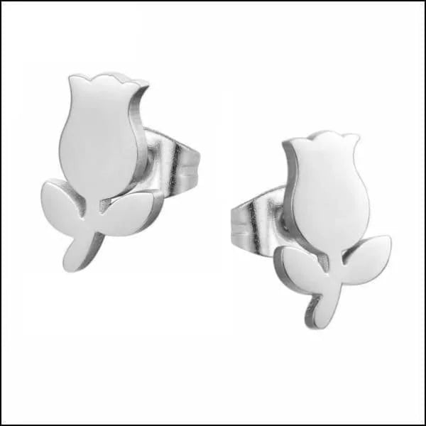 Stalen Oorbellen Bloem - Perfect Cadeau! - Bloem-Zilverkleur-zirkonia-9mm -