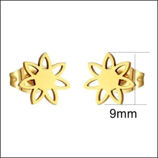 Stalen Oorbellen Bloem - Perfect Cadeau! - Bloem-Goudkleurig-9mm -