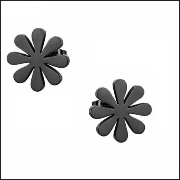 Stalen Oorbellen Bloem - Perfect Cadeau! - Bloem-Zwart-10mm -