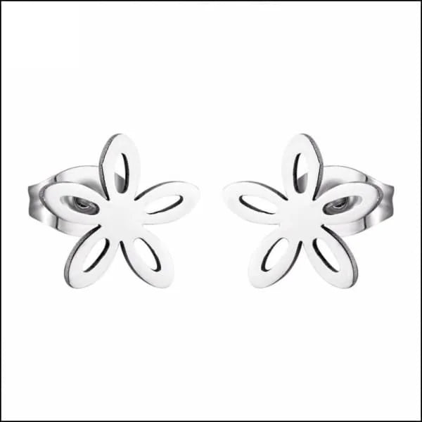 Stalen Oorbellen Bloem - Perfect Cadeau! - zilverkleurig -