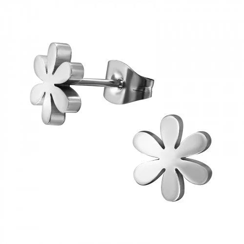 Stalen Oorbellen Bloem - Perfect Cadeau! - Bloem-zilverkleurig-8mm -