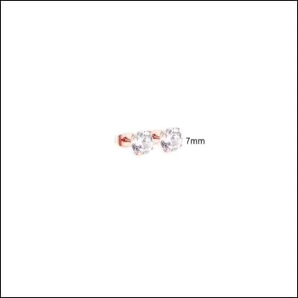 Elegante Stalen Oorbellen met Zirkonia steen - Ros&Atilde;&copy;kleurig / 3mm -