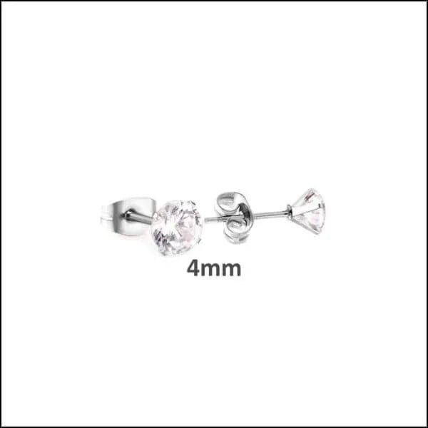 Elegante Stalen Oorbellen met Zirkonia steen - Zilverkleurig / 4mm -