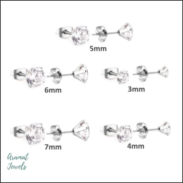 Elegante Stalen Oorbellen met Zirkonia steen - Ros&Atilde;&copy;kleurig / 4mm -